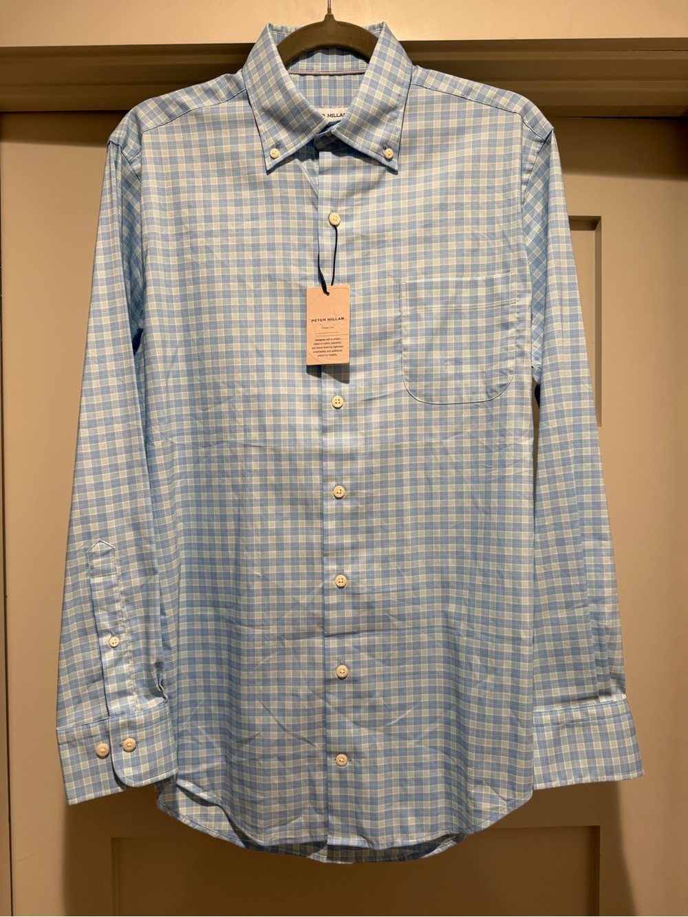 Peter Millar Bethel Crown Lite Shirt Small NWT Blue Plaid